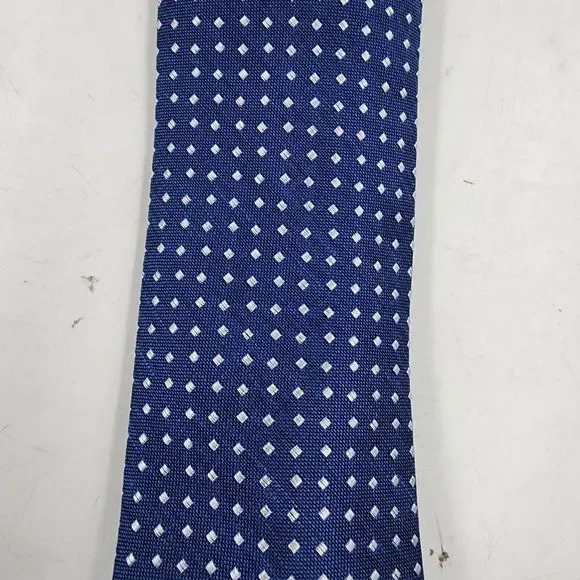 MICHAEL KORS Classic Simple Small Square Print Neck Tie Men's One Size Navy - Picture 6 of 13